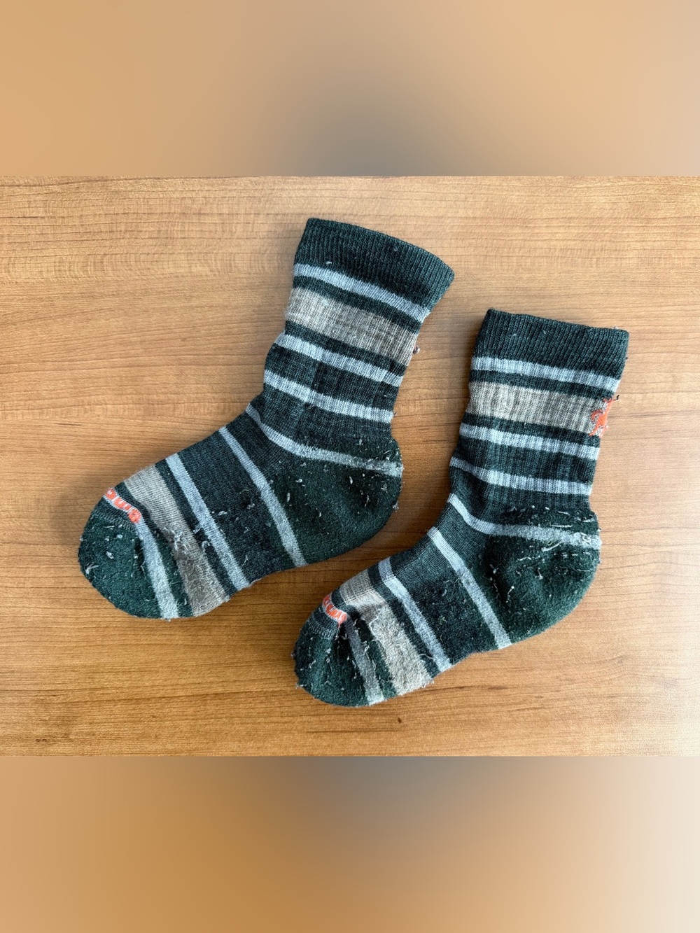 Striped Crew Socks in Dark Green and Gray